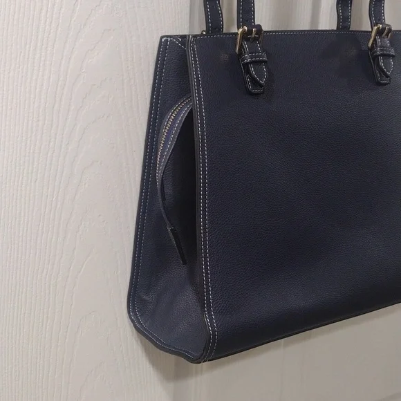 Samantha Thavasa Blue Leather 2-Way Shoulder Bag – Stylish Spacious Handbag - Picture 7 of 17